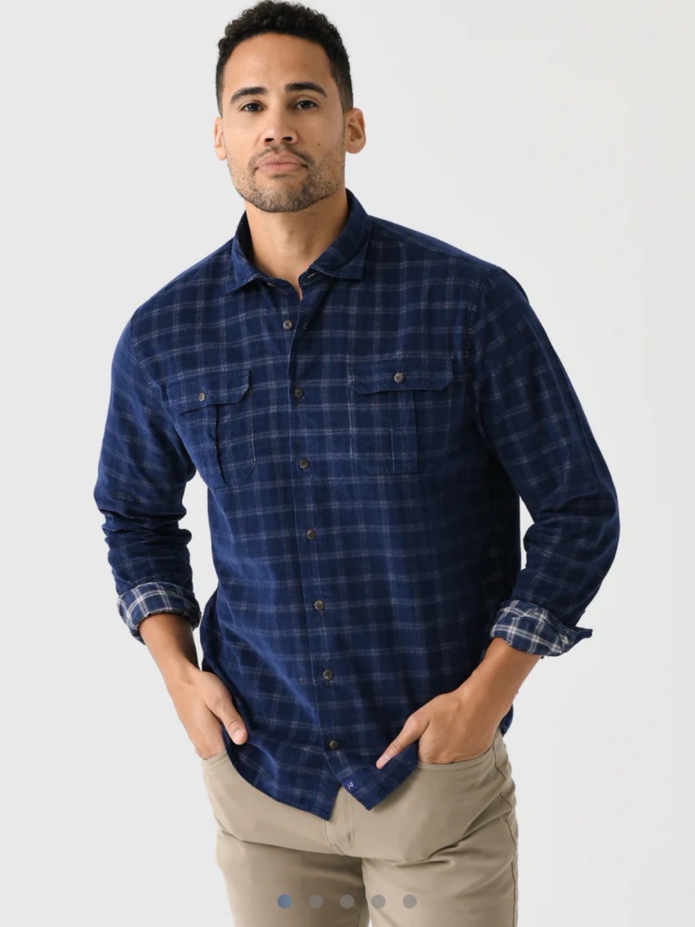 Johnnie-O Shearer Corduroy Button-Down Shirt Blue Plaid Classic Fit Size XXL NWT
